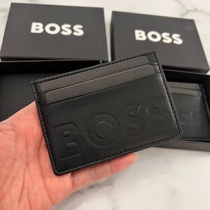 Boss Embossed Black Card Holder